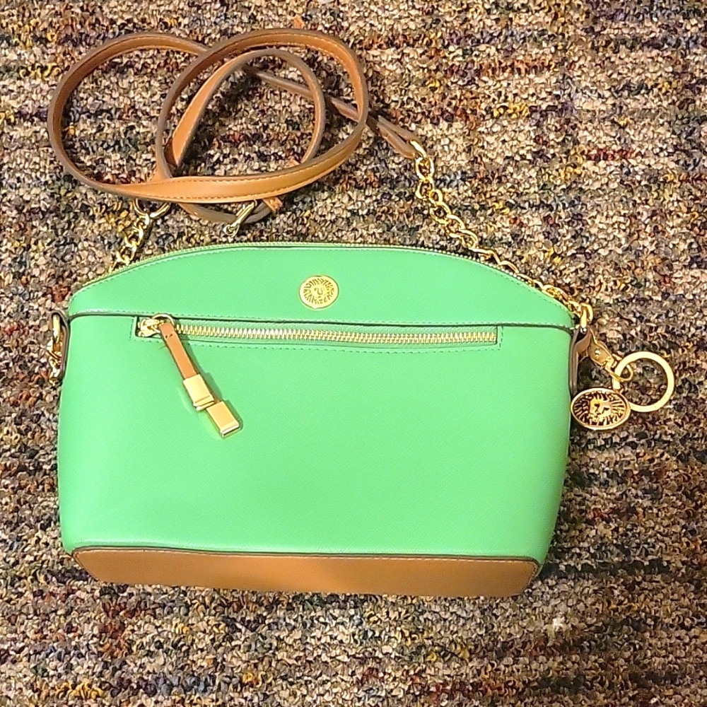 Anne Klein Classic Curves Crossbody Green Bag